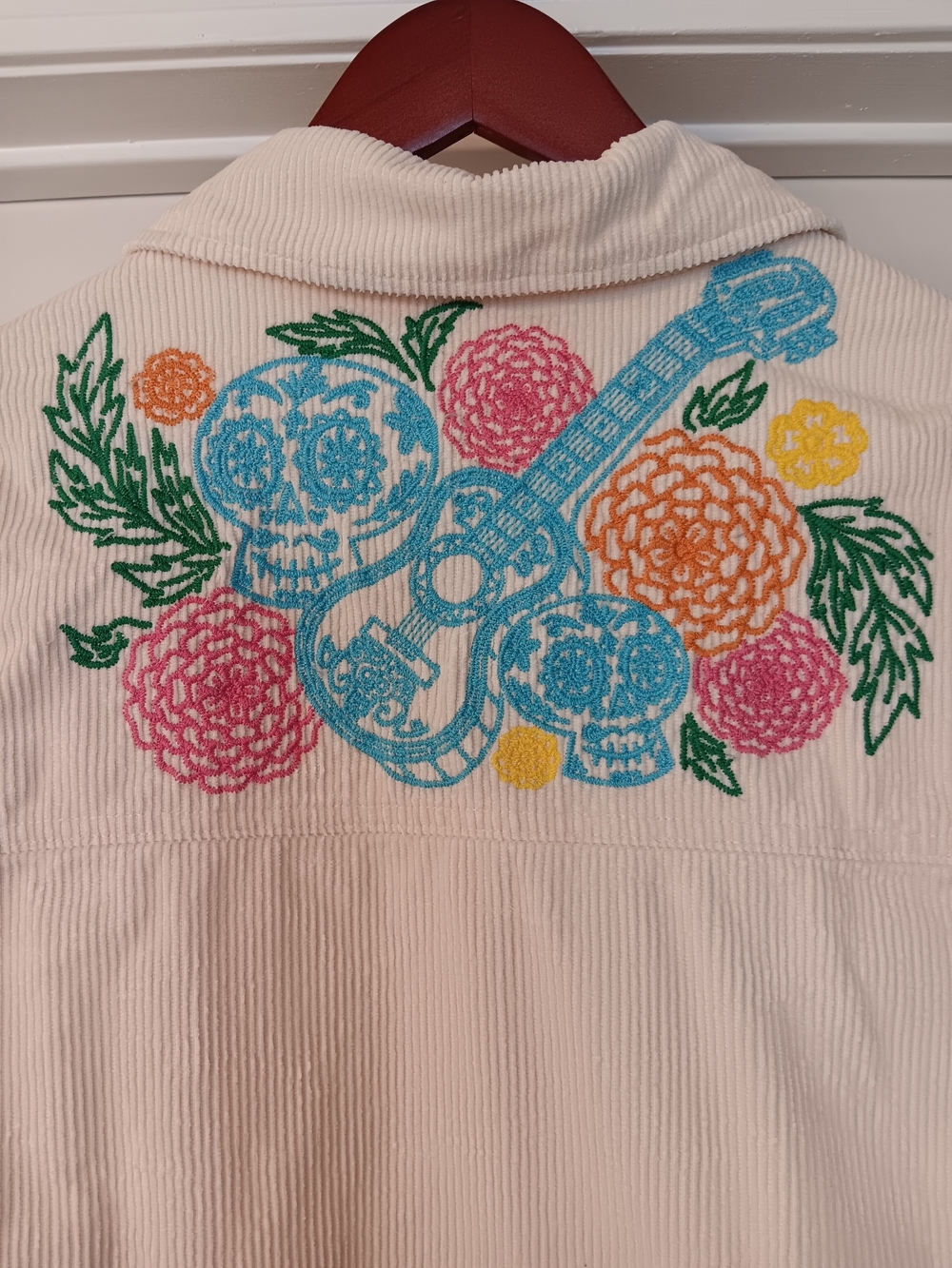 Disney Coco Cream Corduroy Shacket with Multicolor Floral Embroidery - Picture 3 of 10